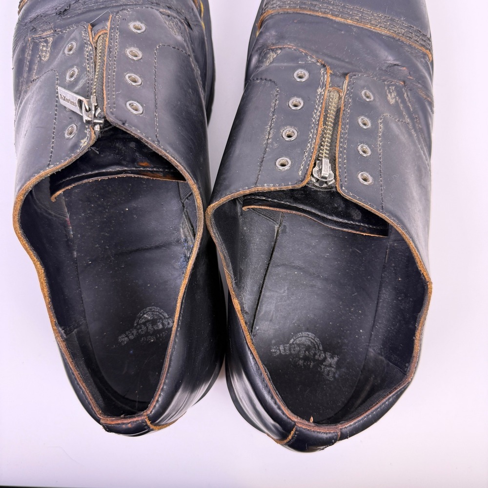 VTG Dr. Martens Front Zip Derby Shoes Mens 14 Leather Platform Lug Sole Grunge - Picture 12 of 14